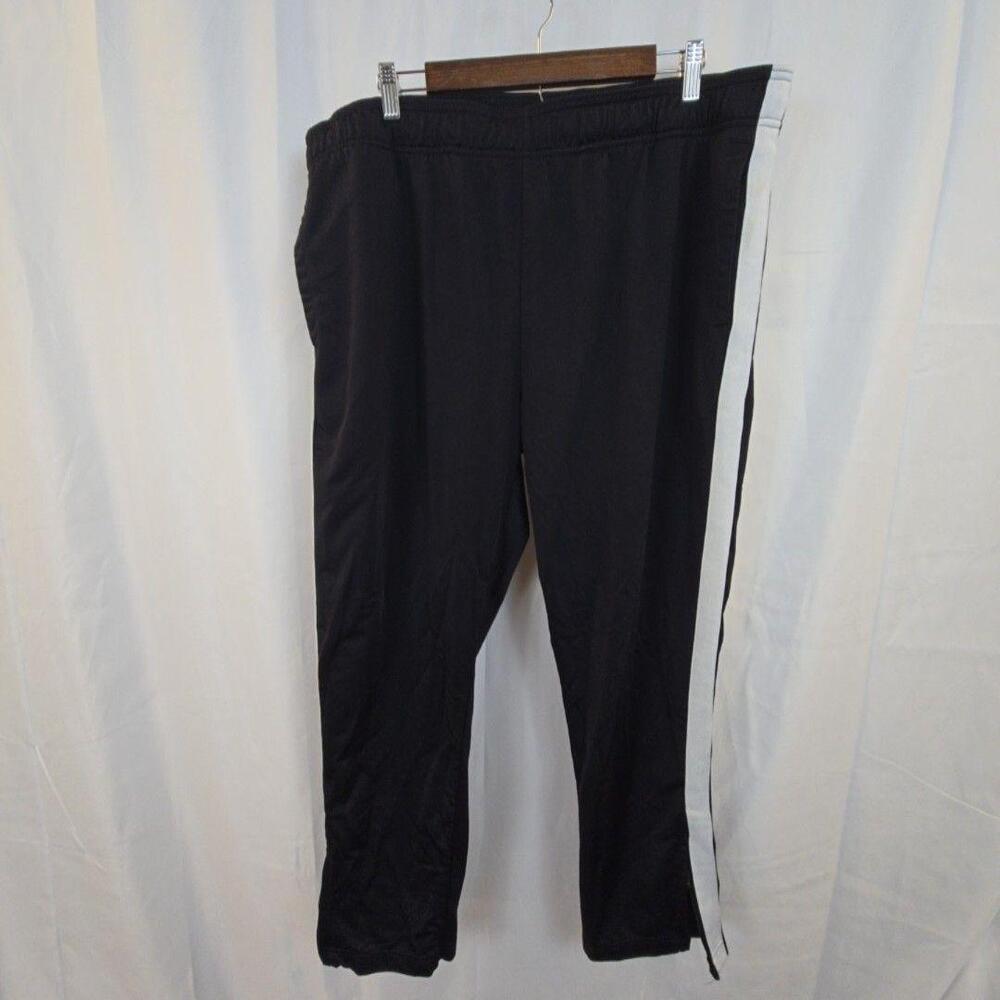 Xersion Pants Mens 2XL Black Track Side Stripe Drawstring Waist Ankle Zips